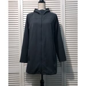 LL Bean 3/4 Length Hooded Lightweight Soft Shell Coat Women's Size Medium Black